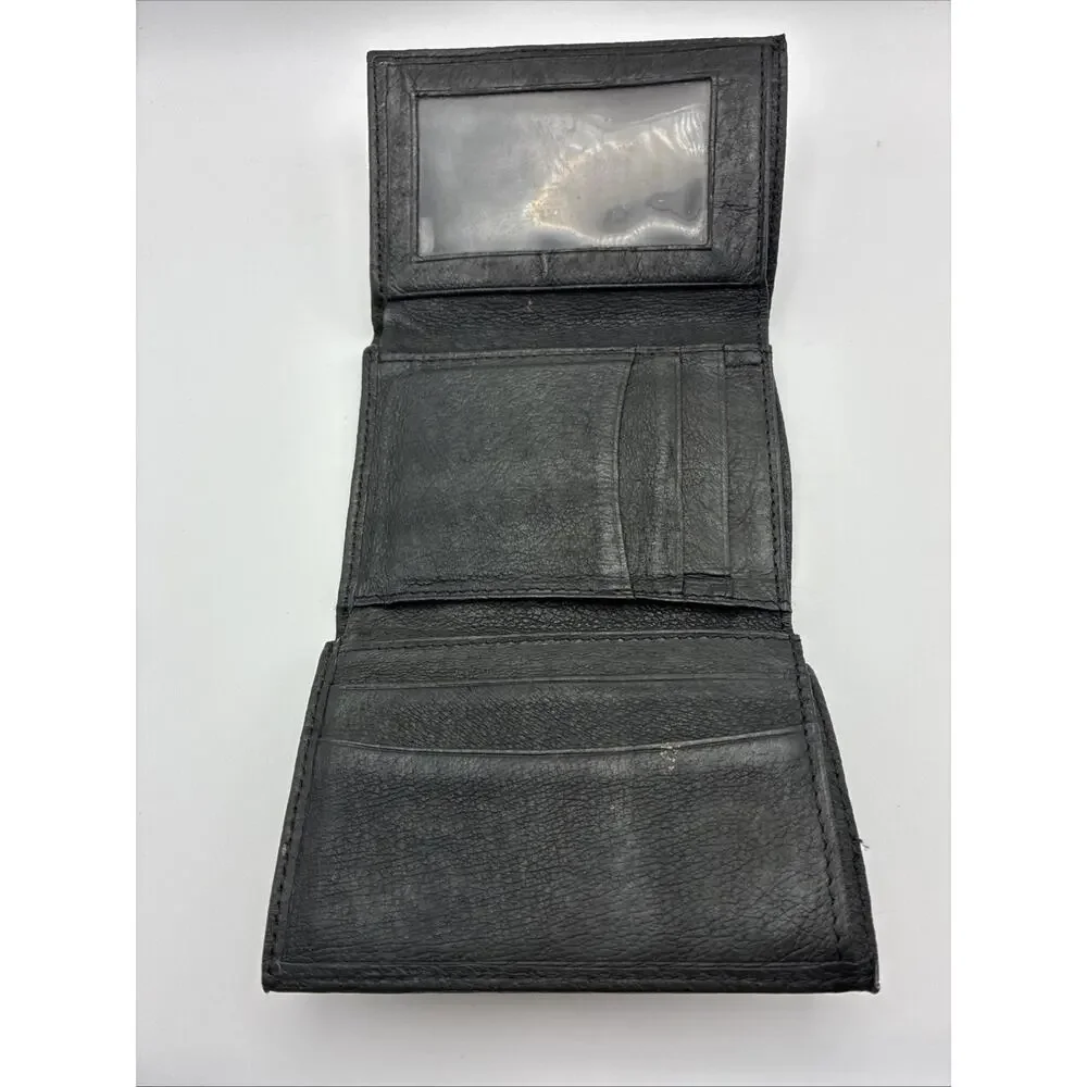 Men’s Black Vintage Embroidered Western Cowboy Pleather Wallet Made In 11/05